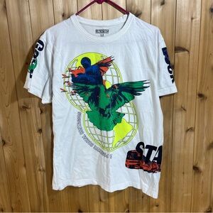 Staple Pigeon Graphic T-Shirt World Tour Streetwear Tee White Size M